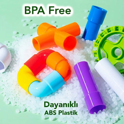 72 Parça Oyun Yapı Blokları - Renkli Tekerlekli Boru Blokları Eğitici Öğretici Oyuncak - Kiddology | Oyunun Akıllı Hali