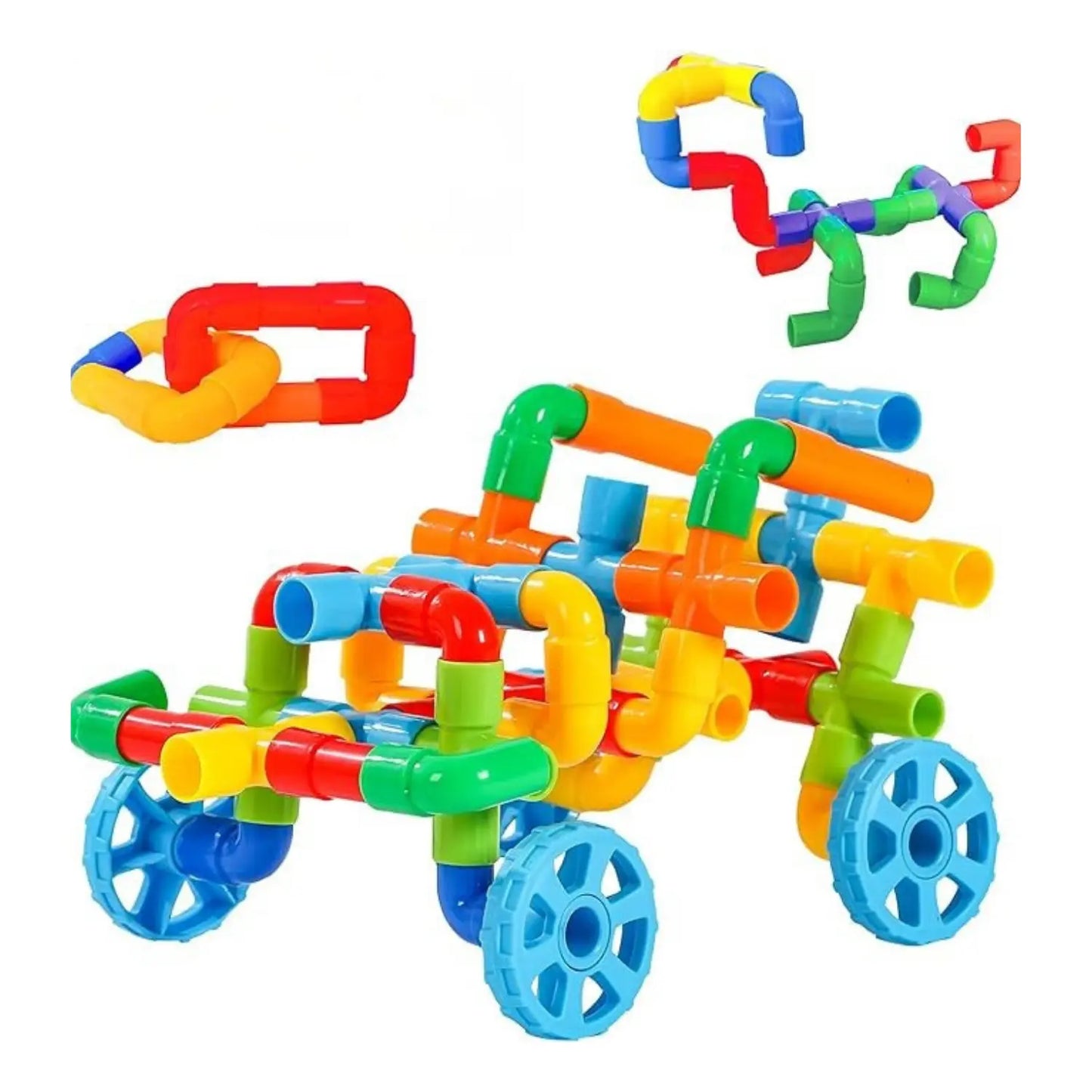 72 Parça Oyun Yapı Blokları - Renkli Tekerlekli Boru Blokları Eğitici Öğretici Oyuncak - Kiddology | Oyunun Akıllı Hali