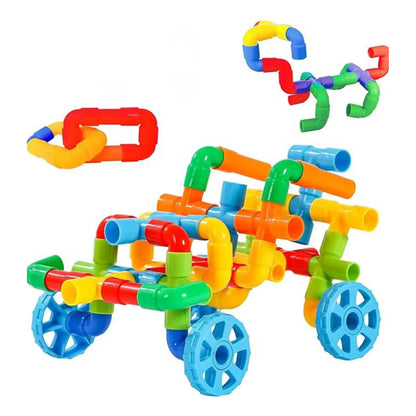 72 Parça Oyun Yapı Blokları - Renkli Tekerlekli Boru Blokları Eğitici Öğretici Oyuncak - Kiddology | Oyunun Akıllı Hali