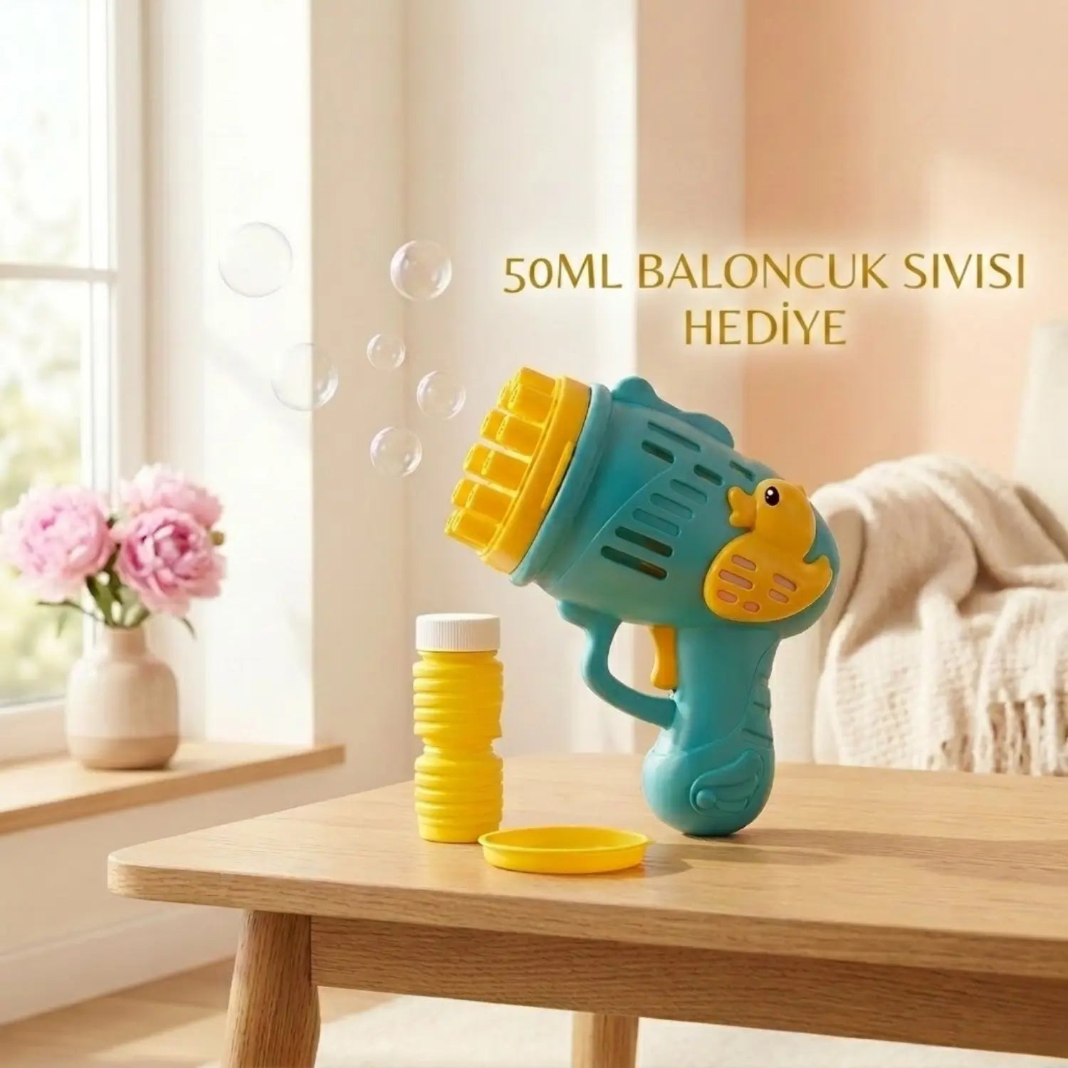 Kiddology Duck Pilli Köpük Tabancası | 23 Delikli Otomatik Bubble Gun Kiddology | Oyunun Akıllı Hâli